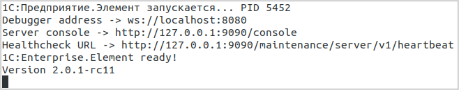 Сообщение об успешном запуске